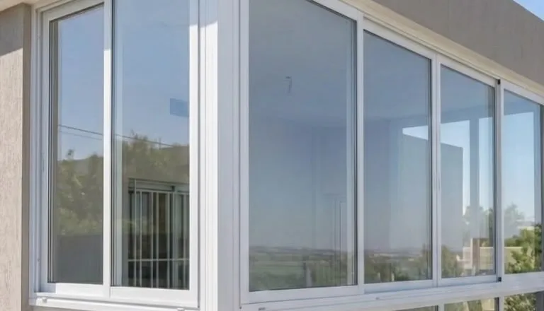 White aluminium sliding windows wrapping a building corner